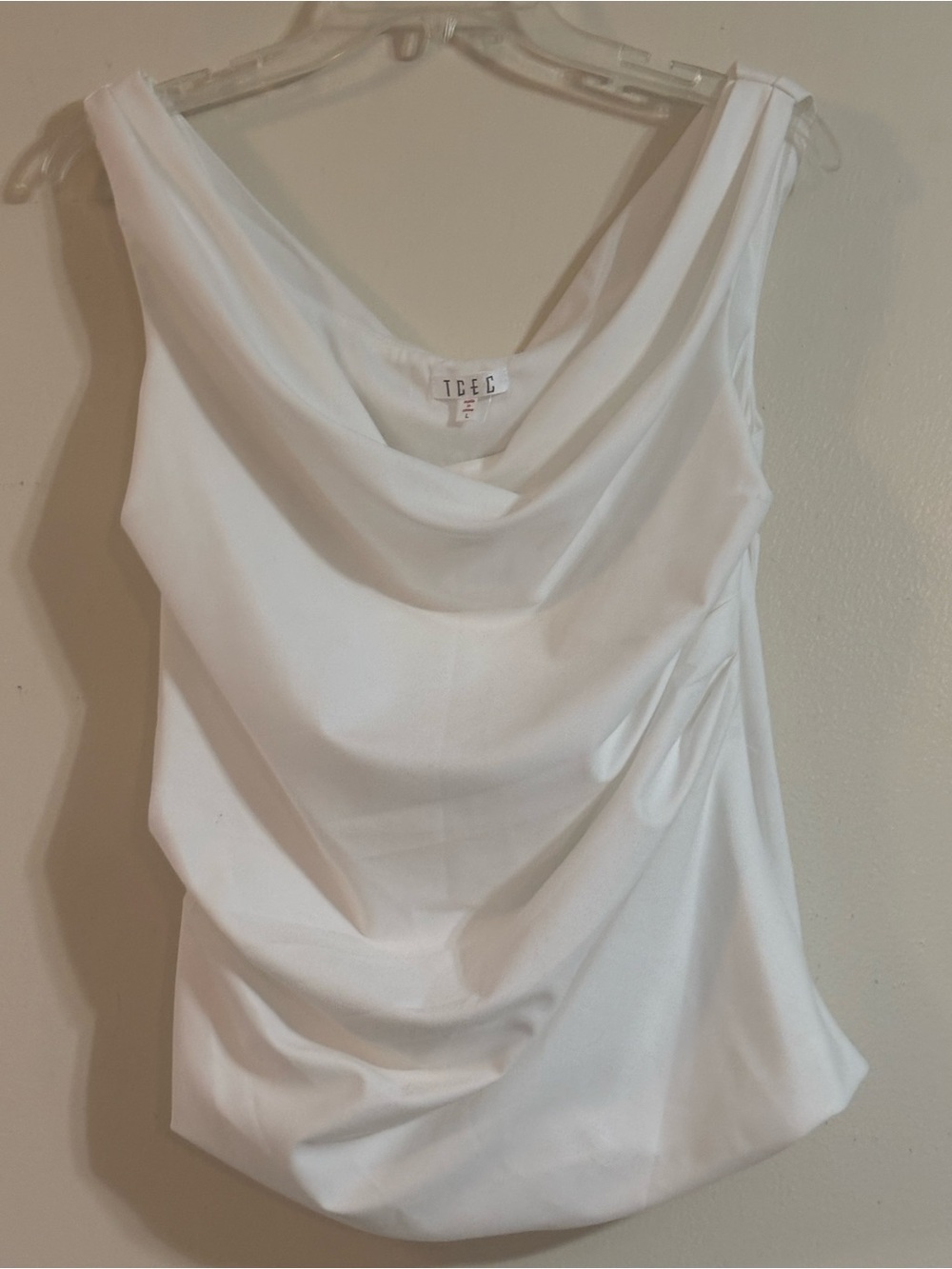 TCEC White Satin Cowl Neck Blouse